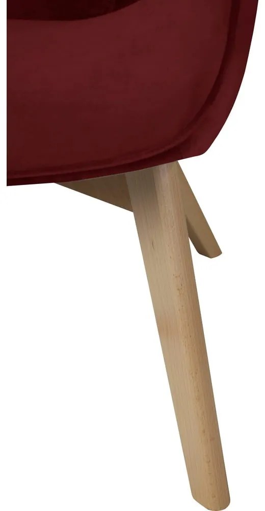 Piros bársony fotel lábtartóval Niko – Ropez