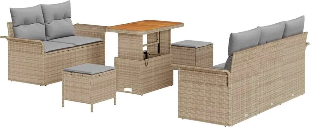 vidaXL Kerti Kanapé Szett párnával 8 pcs Beige és Világosszürke