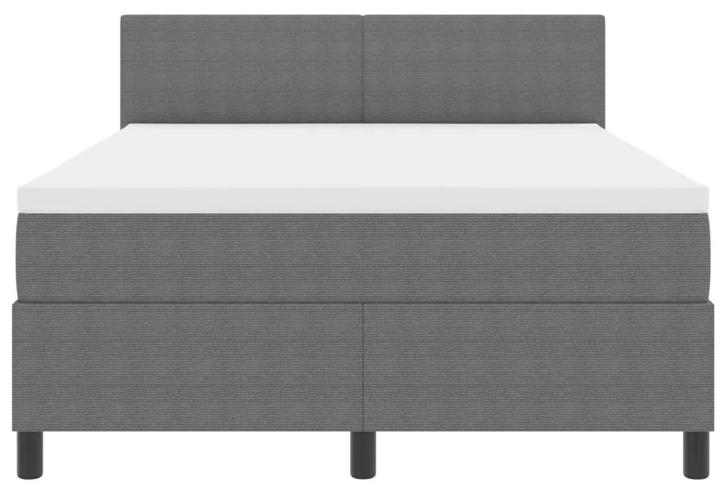 Box Spring Ágy Matrac Közép Szürke 160x200 cm Kordbársony Anyag