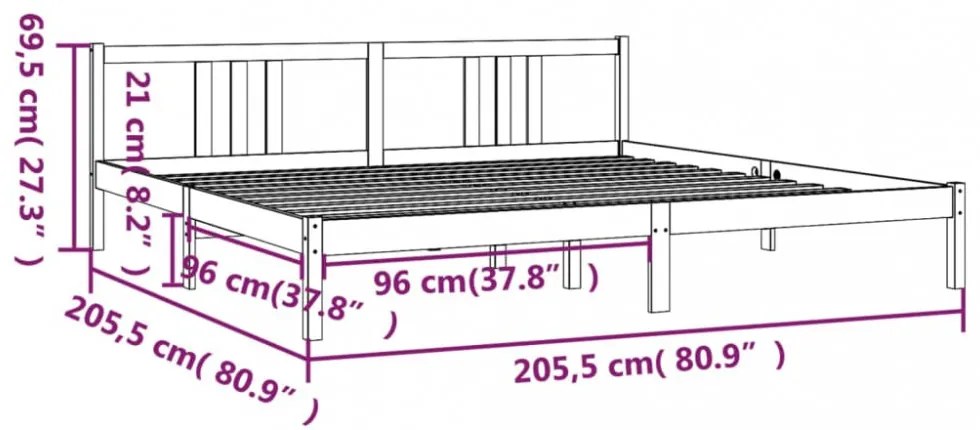 mézbarna tömör fa ágykeret 200x200 cm
