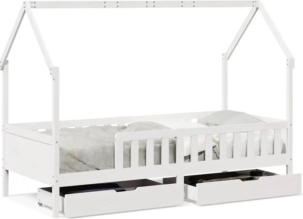 vidaXL tömör fenyőfa gyerekágy keret fiókkal 90x190 cm