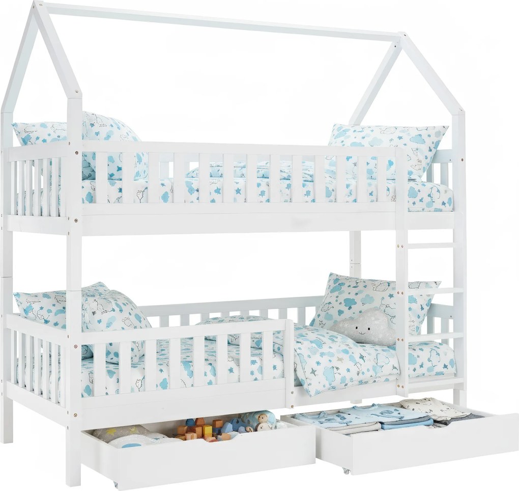 Montessori emeletes ágy, fehér, VENITA TYP 2