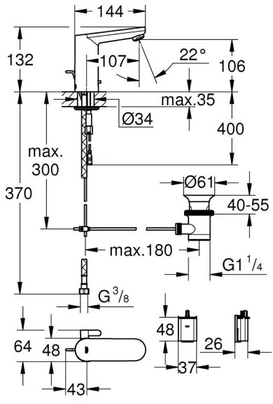 GROHE 36331001 - Mosdócsaptelep EUROECO 1 14” fényes króm
