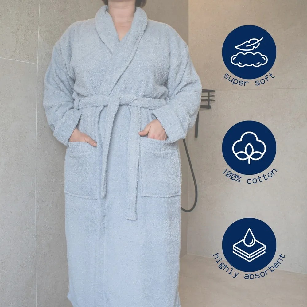 Sötétszürke pamut fürdőköpeny L/XL Lindu – Tiseco Home Studio