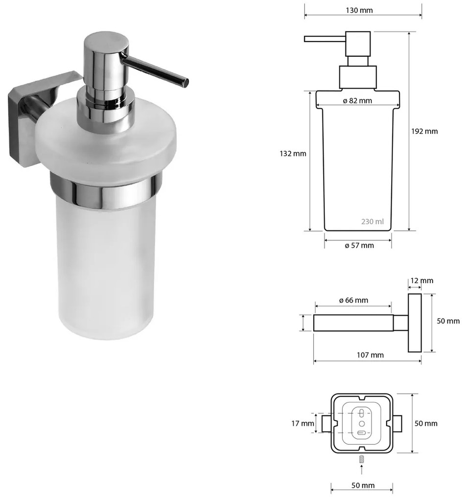 SAPHO IS019 Insia szappanadagoló 230 ml, tejüveg/króm