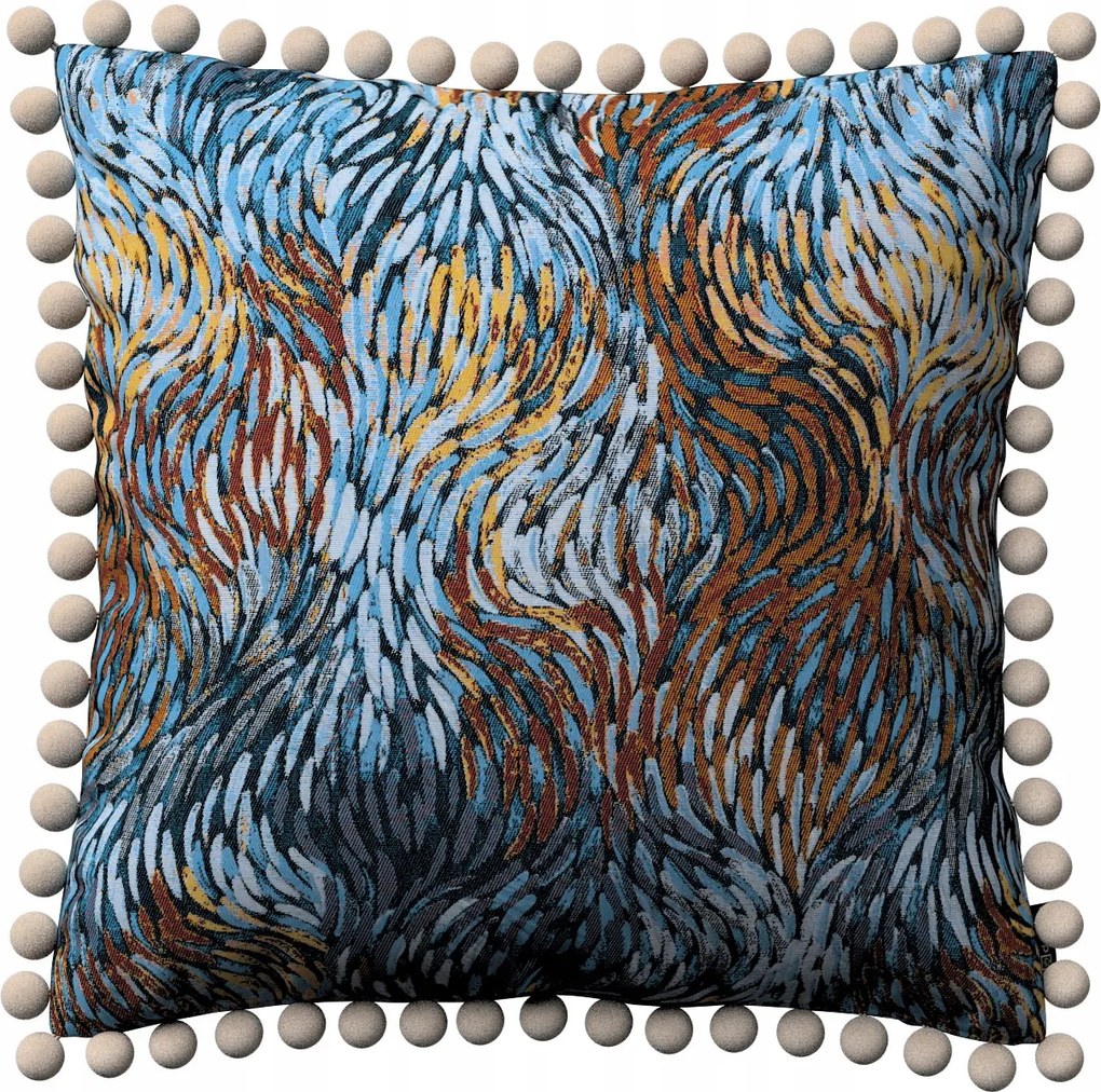 Párnahuzat 45x45 absztrakt kék-narancs mintás