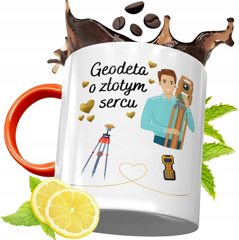 Narancssárga Bögre Földmérőnek Ajándék fényképes nyomtatással