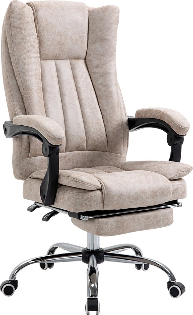 Vinsetto Irodai Forgószék Kényelmes Dönthető Lábpihenővel Magasságállítási Funkcióval Mikrofont Plastic Fém Nylon Beige+Fekete+Ezüst 63 x 71 x 110-118