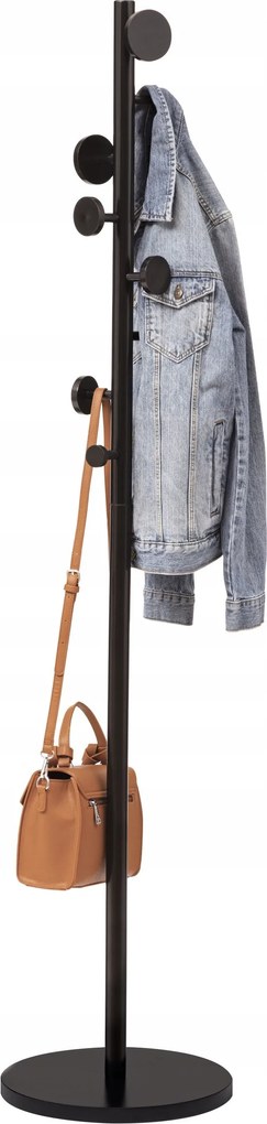 Ruhaakasztó Álló Magas 176cm Fekete Kabát Ruhaállvány