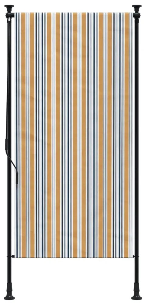 sárga és fehér szövet és acél kültéri roló 120 x 270 cm