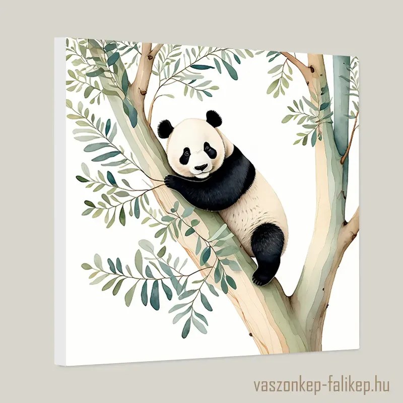 Panda a fán illusztráció akvarell – nyugalmat árasztó prémium falikép 40x40cm
