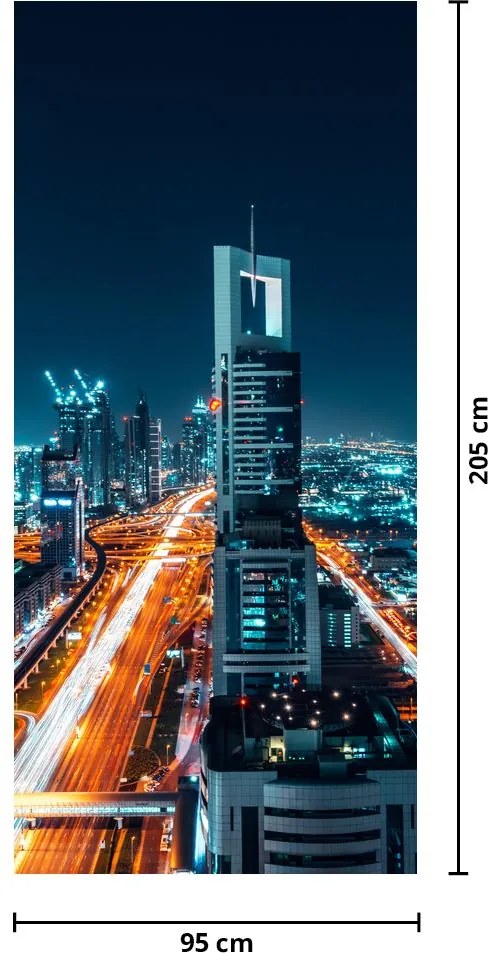 Fotótapéta ajtóra - Dubai éjszaka (95x205cm)