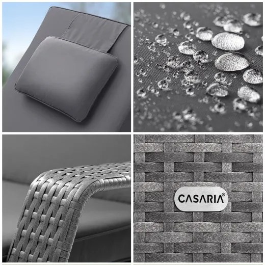 Casaria® Luxus fekvőtámasz szürke kerékkel - antracit párnákkal