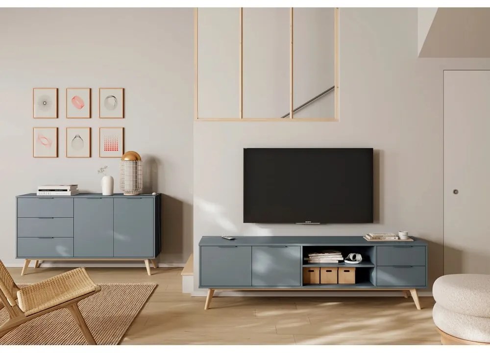 Szürkészöld TV-állvány 180x53x40 cm Pisco – Marckeric