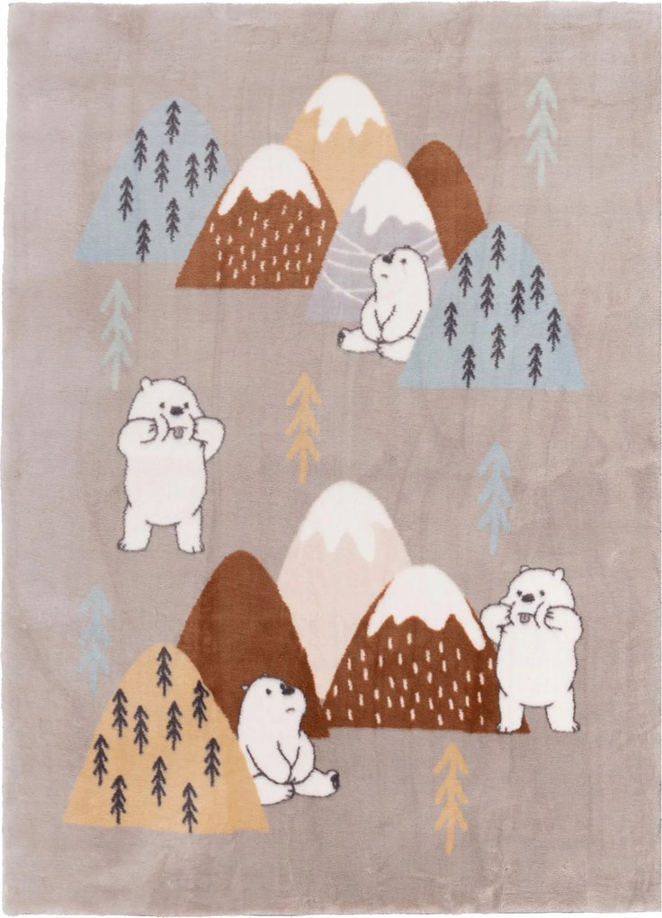 Modern Gyerekszőnyeg Plüss Nagy Bézs 160x230CM Puha Mackó Mintás