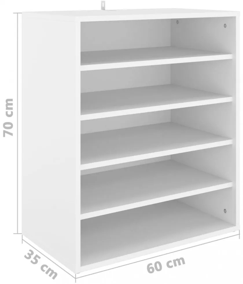vidaX fehér szerelt fa cipősszekrény 60 x 35 x 70 cm