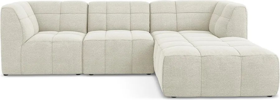 Bézs buklé sarokkanapé (jobb oldali-heverő résszel) Aloha – Makamii