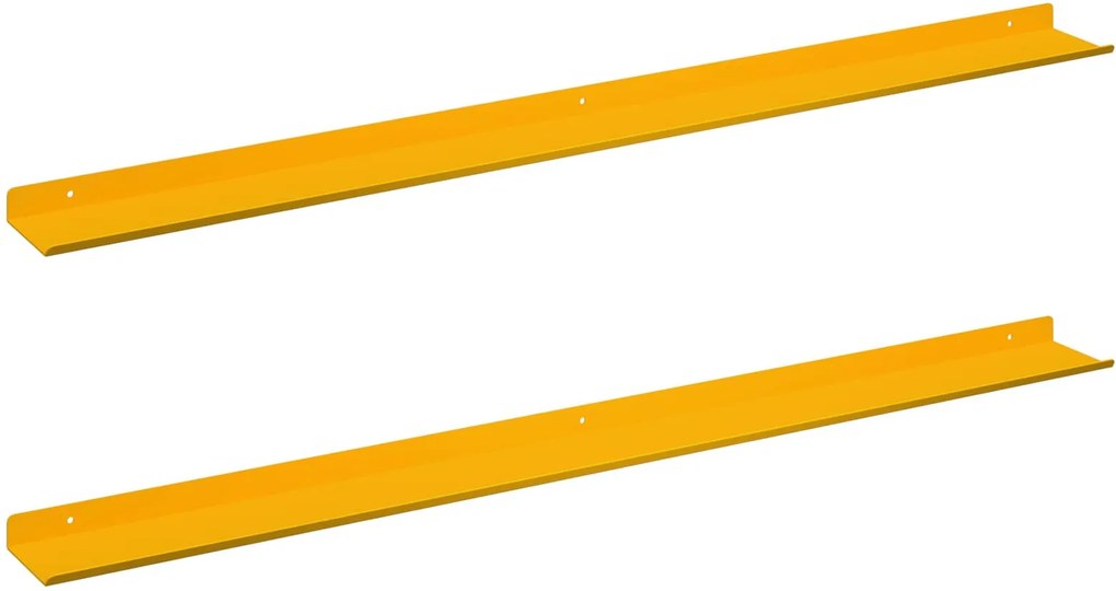 vidaXL Lebegő polc 2 pcs Mustár sárga 100 x 9 x 2,5 cm Acél