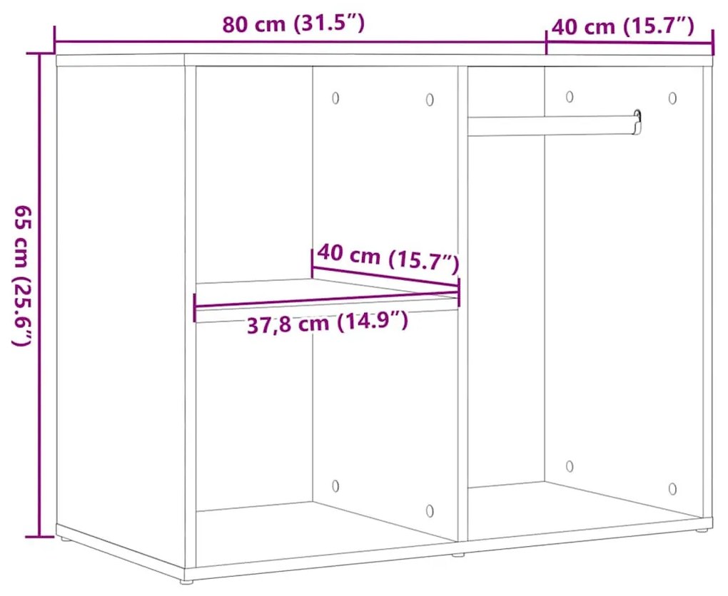antik fa szerelt fa pipereszekrény 80 x 40 x 65 cm