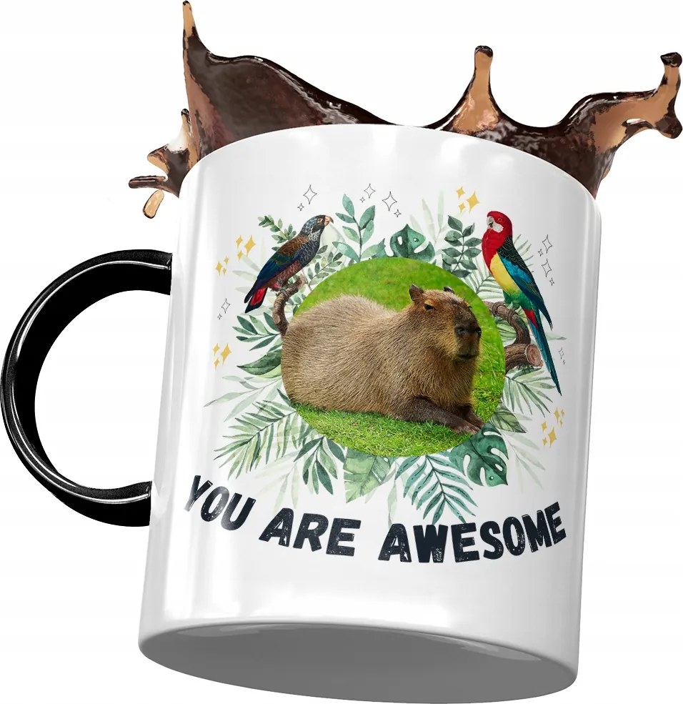 Fekete Kapibara Bögre Születésnapra Névnapra Ajándék Nyomtatott Fotóval