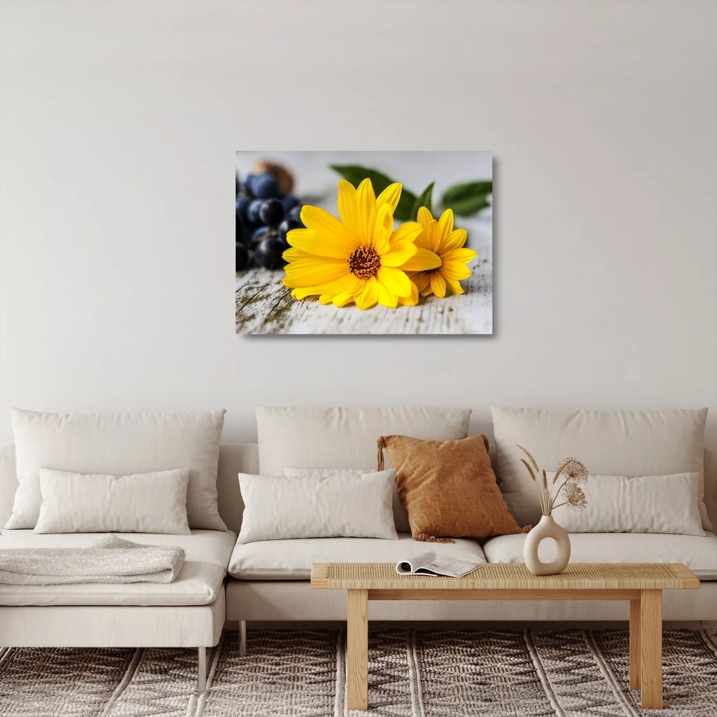 Sárga virág képe (üvegen) (70x50 cm)