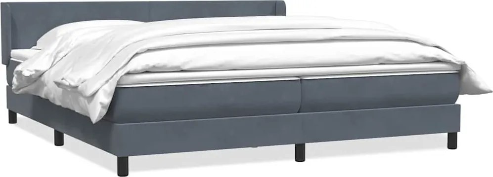 vidaXL sötétszürke bársony rugós ágy matraccal 180x210 cm