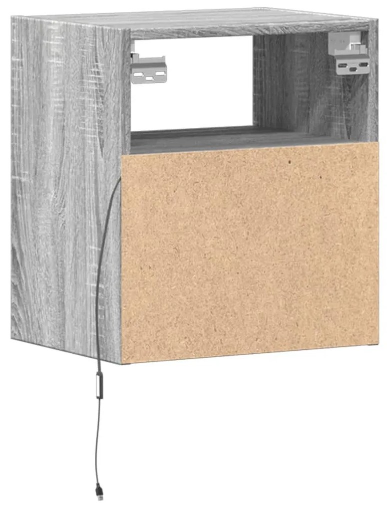 2 db szürke sonoma fali TV-szekrény LED-ekkel 41 x 31 x 45 cm