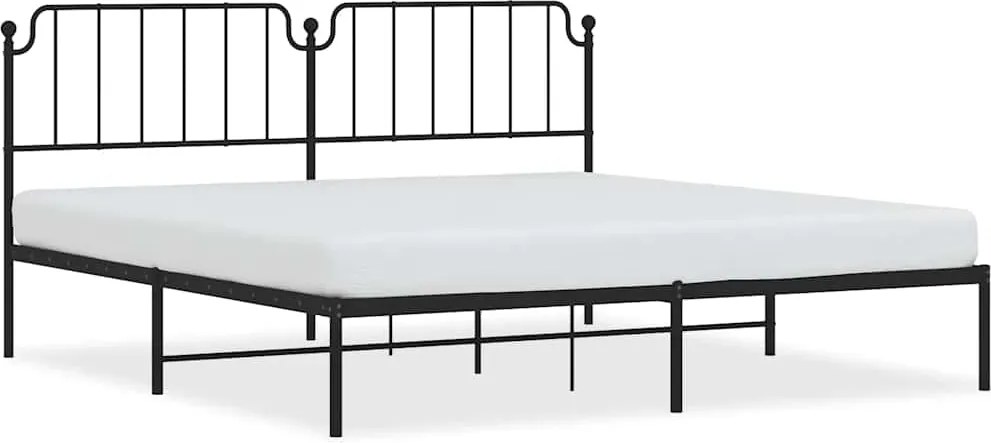 vidaXL fekete fém ágykeret fejtámlával 193 x 203 cm