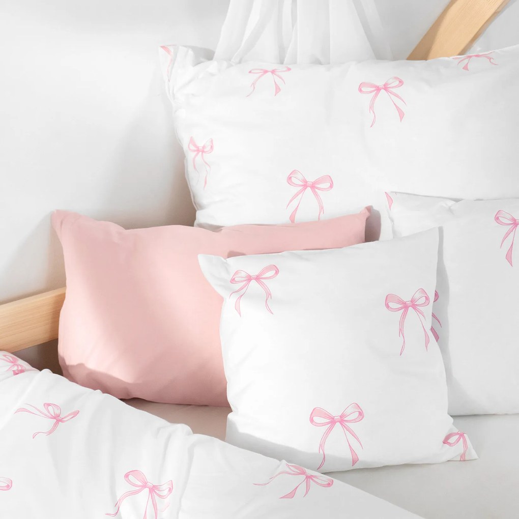 Goldea gyermek pamut párnahuzat - rózsaszín masnik 60 x 60 cm