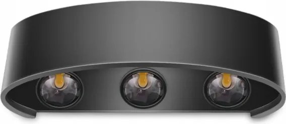 Homlokzati Led Fali lámpa Kültéri Kerti Fali Lámpa Fekete 6W Erős