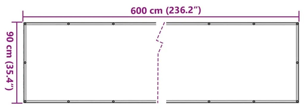 90x600 cm antracit szürke Oxford szövetű erkély ablak sötétítő