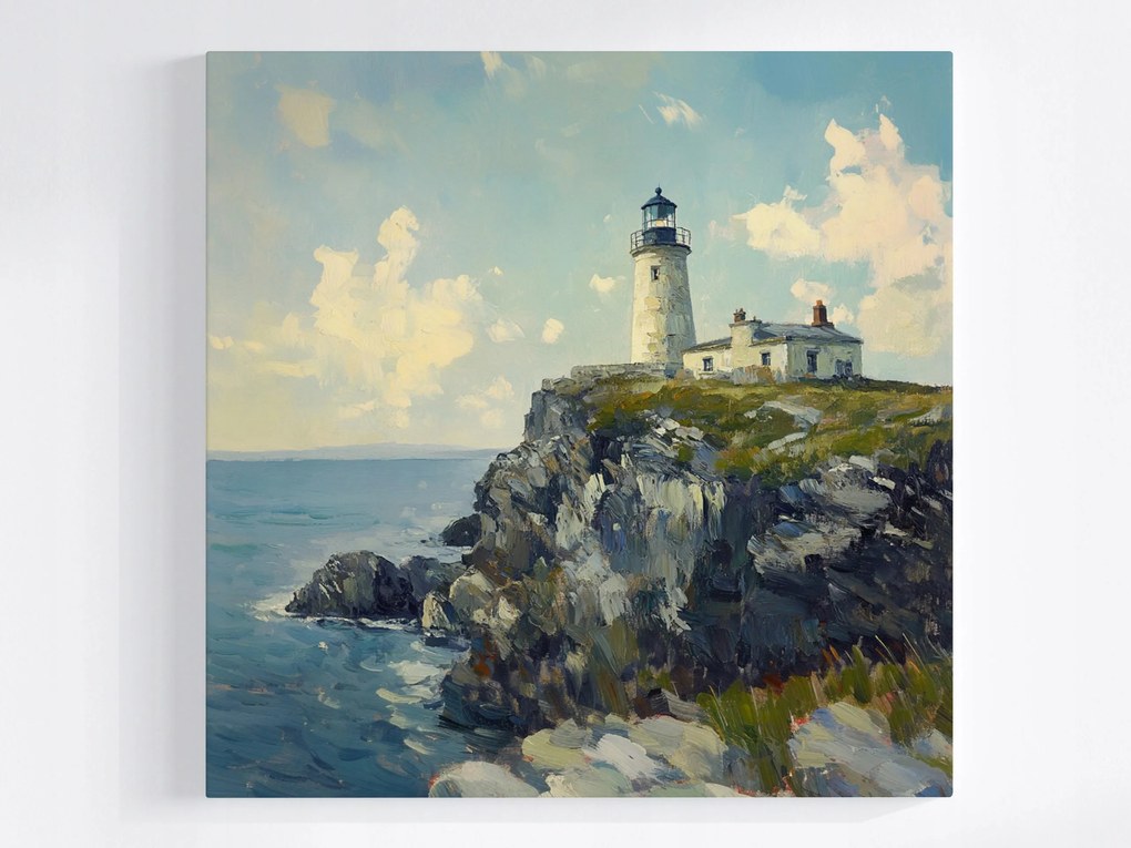 Vászonkép Canvas Tájkép Írország Szikla Tenger Világítótorony 80x80