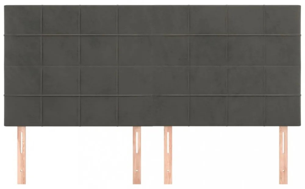 4 db sötétszürke bársony fejtámla 100x5x78/88 cm