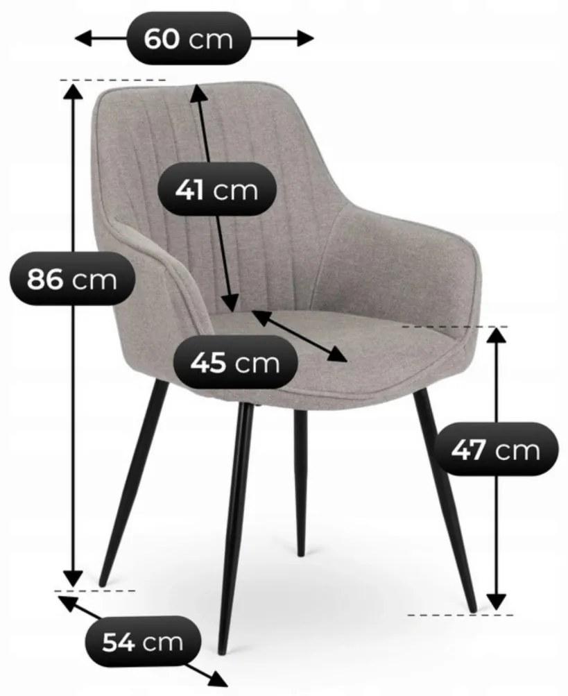 Szövet Étkezőszék Szürke Színben. MALAGA