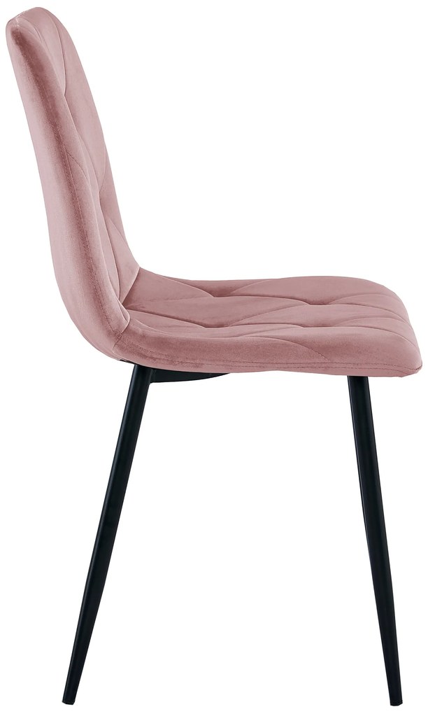 Rózsaszín bársony étkezőszék LIBRA fekete lábakkal