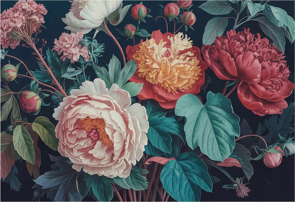 Fotótapéta Flizelin Dekoratív tapéta Színes virágok 152x104 Ragasztó