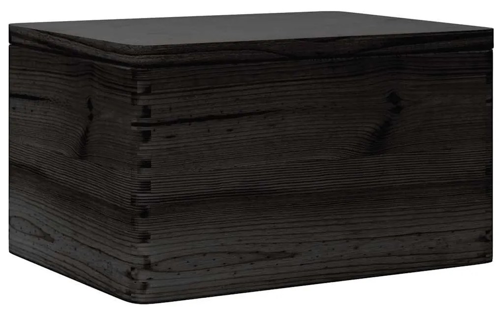 Fa doboz tetővel fekete 40x30x23 cm tömör fa fenyő