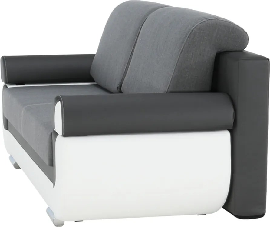 Kanapé, textilbőr fehér+szürke/szürke szövet, KARDYN