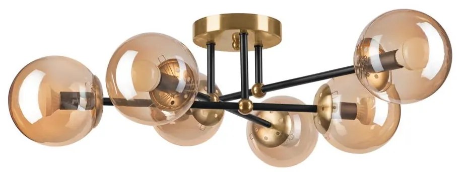 Felületre szerelhető csillár  MALENA 6xE14/5W/230V arany/fekete/füstös bézs