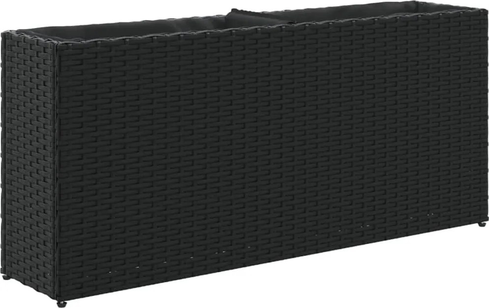 vidaXL fekete polyrattan kerti ültetőláda 2 cseréppel 90x20x40 cm