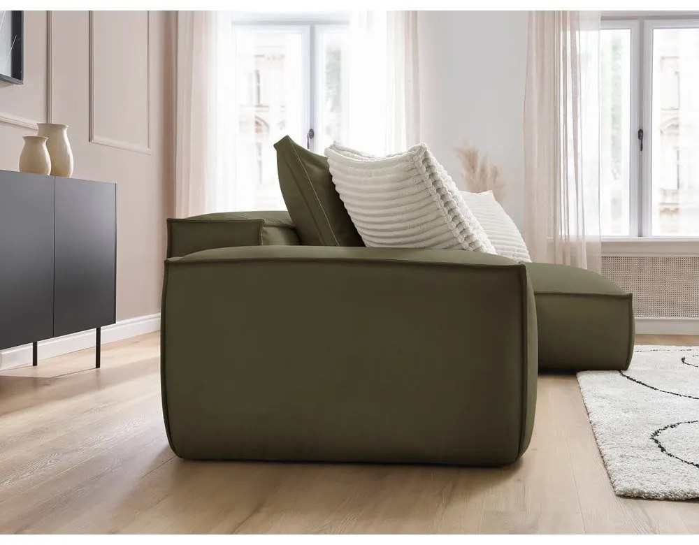 Zöld bőrutánzat sarokkanapé (variálható) Boheme – Bobochic Paris