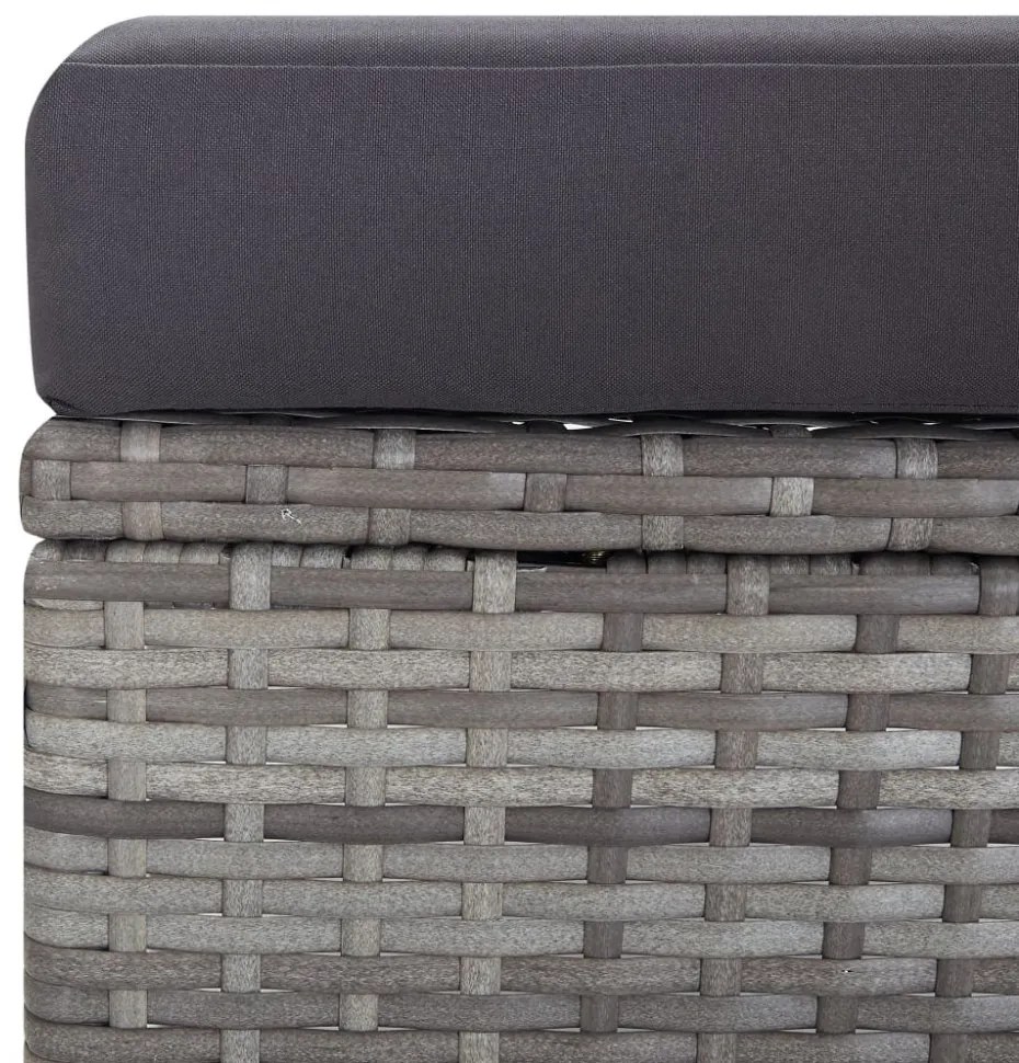 2 részes szürke polyrattan kerti bútorszett párnával