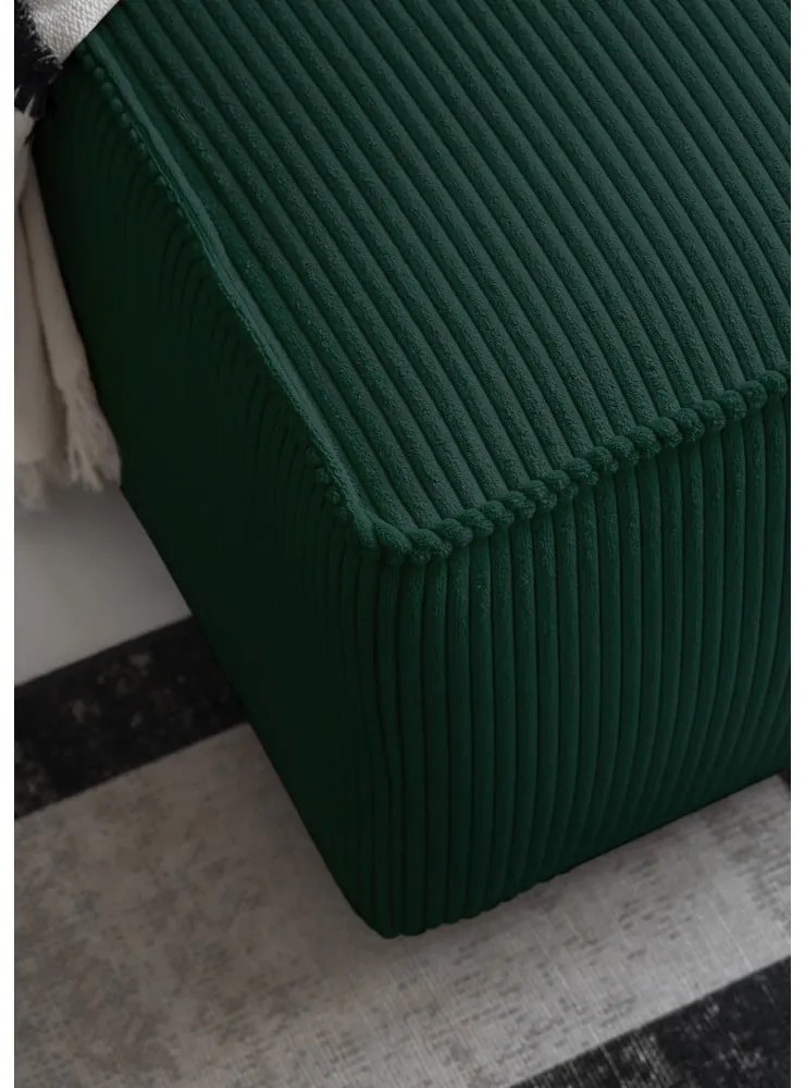 Sötétzöld kordbársony kinyitható sarokkanapé (bal oldali) Brave Dave – Miuform