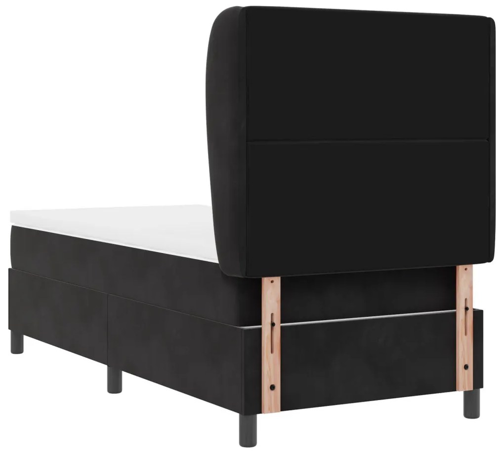 Boxspring Ágy Mattal Fekete 90x190 cm Bársonyos