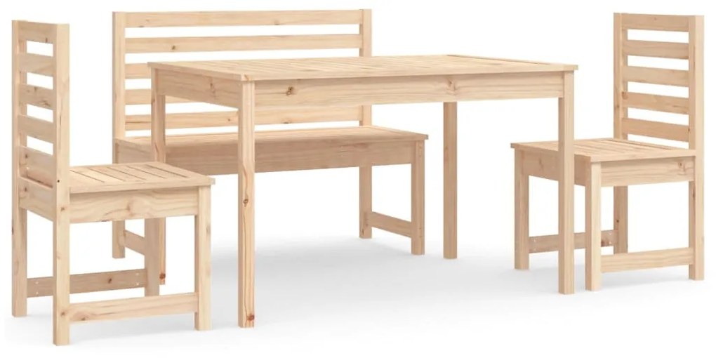 4 részes tömör fenyőfa kerti étkezőgarnitúra