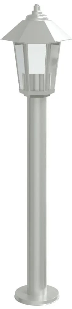 3 db ezüstszínű rozsdamentes acél kültéri állólámpa 80 cm