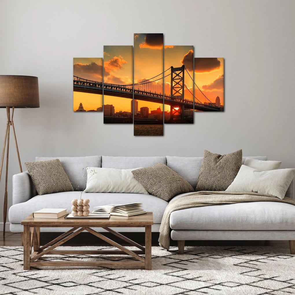 Kép - Naplemente a Ben Franklin híd felett, Philadelphia (150x105 cm)