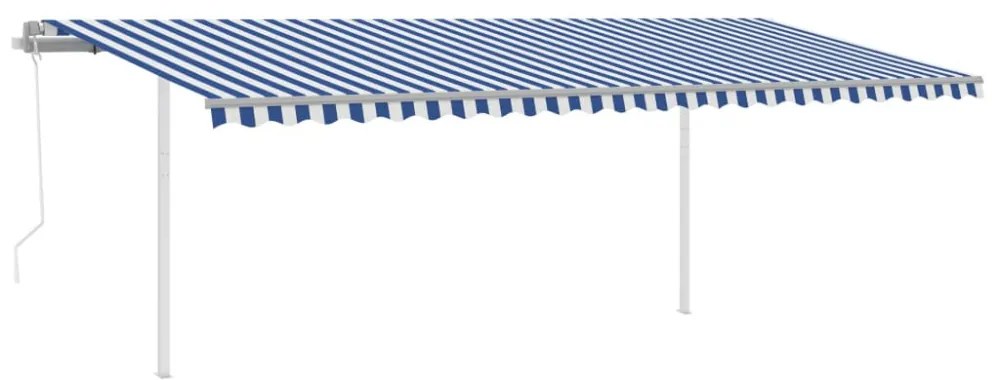 kék/fehér automata szélérzékelős és LED-es napellenző 6 x 3,5 m
