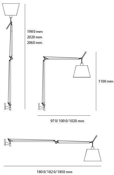 Artemide AR 0564010A+AR 0780030A+AR 0779010A - Állólámpa 1xE27/150W/230V