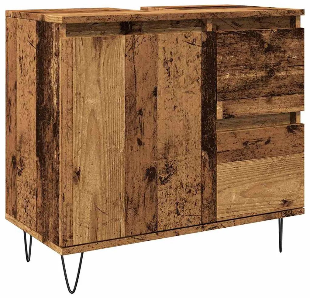 Antik fa színű szerelt fa mosdószekrény 65 x 33 x 60 cm